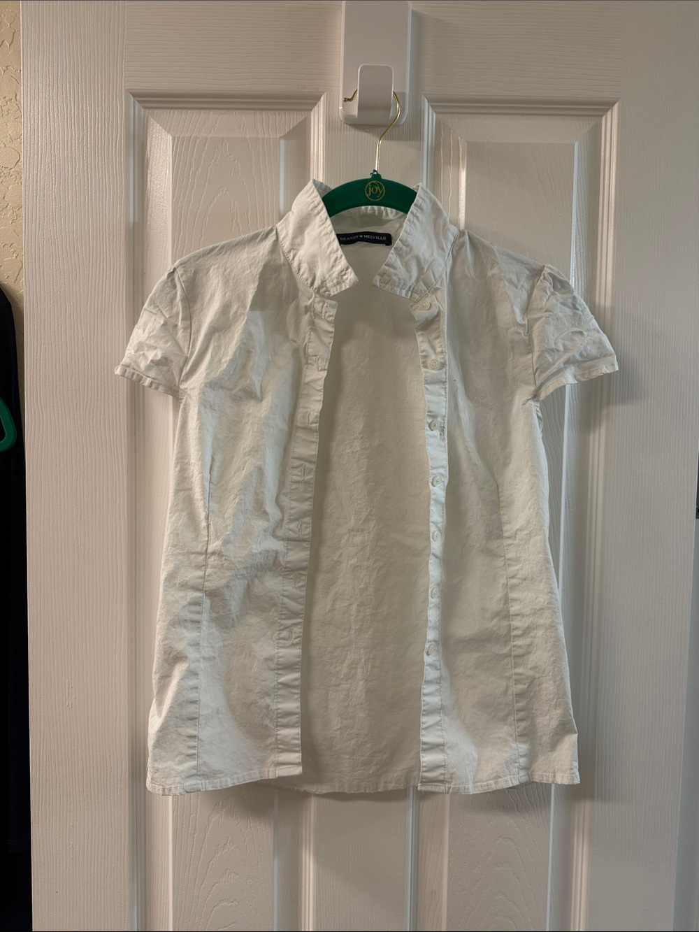 Brandy Melville White Short-Sleeve Button-Up Top